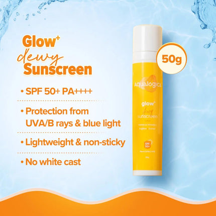 Aqualogica Glow+ Dewy Skin Combo | Face Wash + Sunscreen | 100 g + 50 g