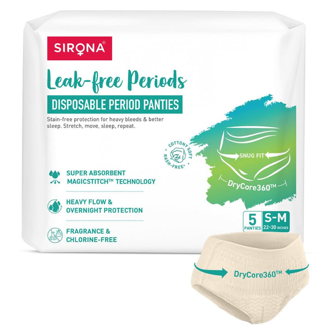 Sirona Disposable Period Panty for Girls & Women |S-M | Pack of 5