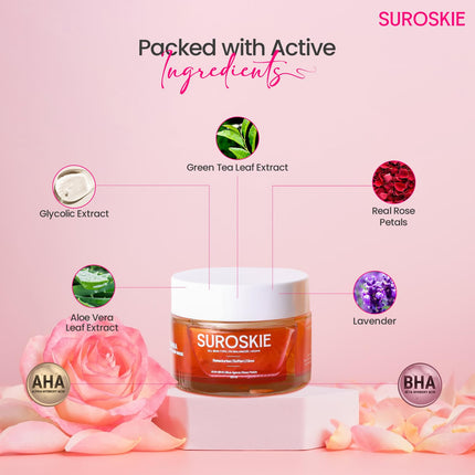 SUROSKIE Rose Instant Enzyme Face Scrub & Rosanna Glow Face Mask Combo (Pack of 2*50ml)