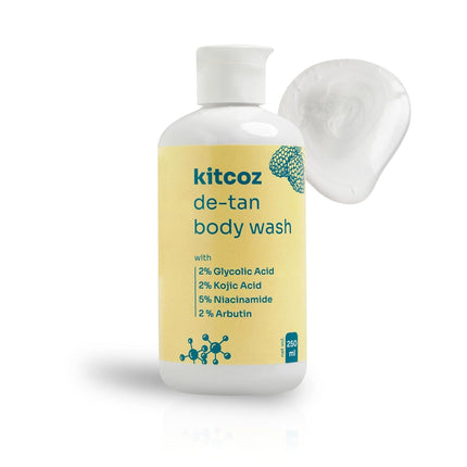Kitcoz Detan Body Wash with 2% Glycolic Acid, 2% Kojic Acid, 2% Arbutin & 5% Niacinamide-250ml