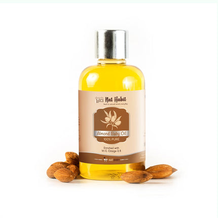 Nat Habit 100% Pure Almond Baby Oil For Baby Skin & Hair-100 ml