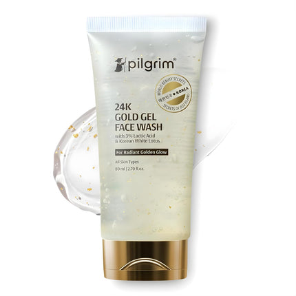 Pilgrim 24k Gold Gel Facewash with Korean White Lotus & Lactic Acid -80ml