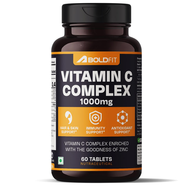 Boldfit Vitamin C Tablets for Men & Women with Amla & Orange Extract and Zinc | 60 Tablets