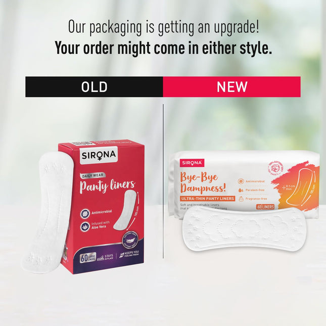 Sirona Daily Use Panty Liners for Women with Aloe Vera - (Pack of 60)