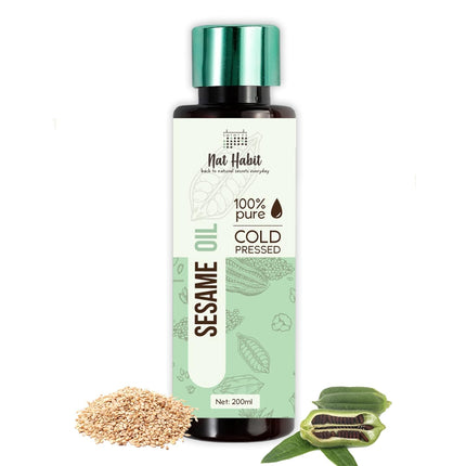 Nat Habit Cold Pressed 100% Pure Sesame (Til) Oil Skin 200ml