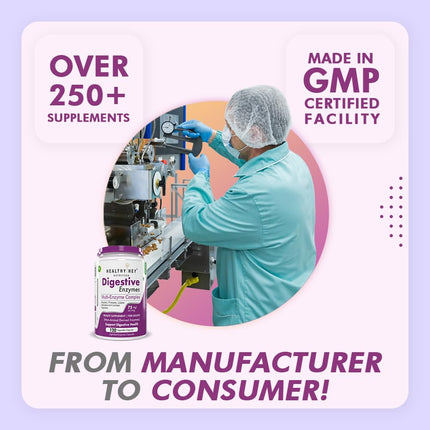 Healthy Hey Nutrition Digestive Enzymes 120 Vegetable Capsules