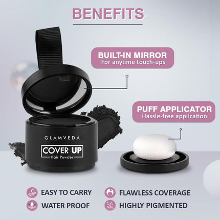 Glamveda Cover-Up Hair Powder - Black 4gm