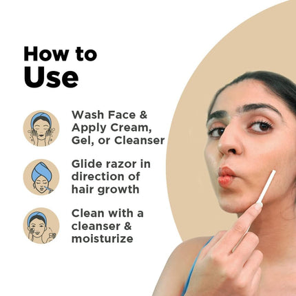 FURR Reusable Face Razor For Women Facial Hair With German Blade- Pack of 3