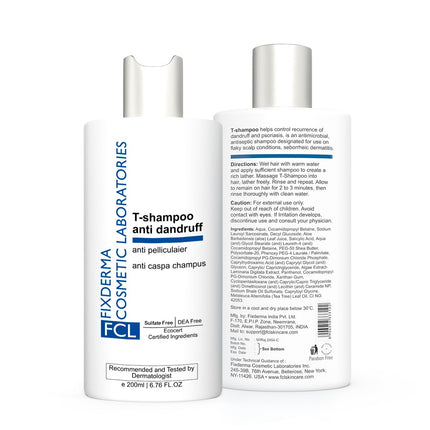 FIXDERMA COSMETIC LABORATORIES T-Shampoo For Dandruff, Scalp Psoriasis, Scalpe Shampoo-200 ml