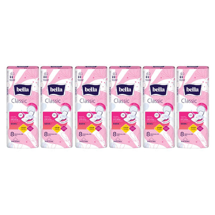 Bella Classic Regular Drai Sanitary Pads Pack of 6 | 8 Pcs Each