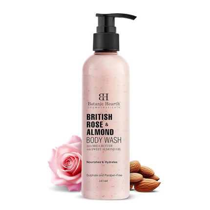 Botanic Hearth British Rose & Almond Body Wash with Shea Butter-245ML