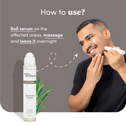 Man Matters BeardGro Serum Roll On 25ml | 4% Anagain, 2% Aminexil & 1% Rosemary