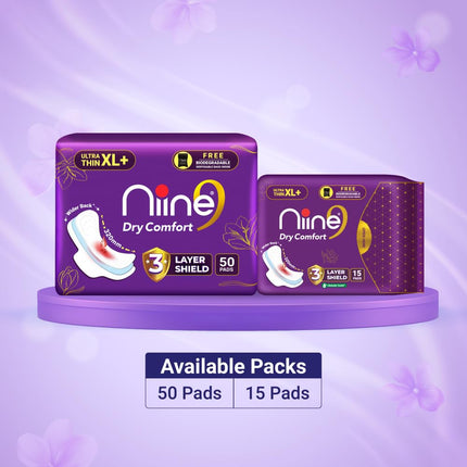 NIINE Dry Comfort Ultra Thin XL+ Sanitary Napkins (Pack of 1) 50 Pads|320mm