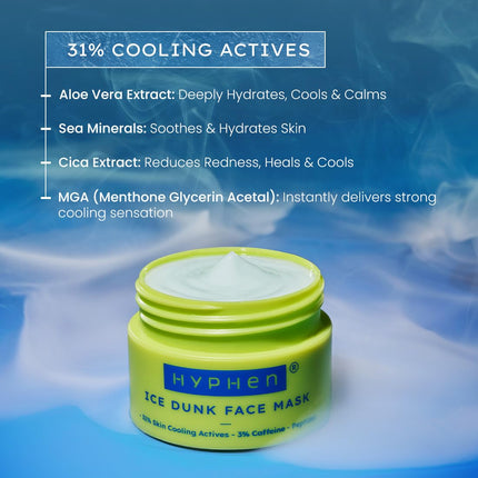 Hyphen Ice Dunk Instant Cooling Face Mask with 31% Skin Cooling Actives | 50gms