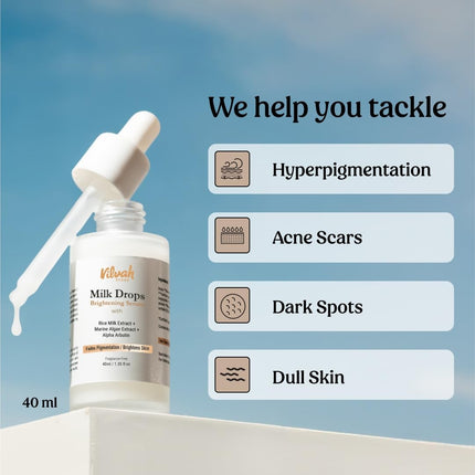 Vilvah Store Milk Drops Serum Formulated With Rice Milk Extract, Marine Algae Extract, Alpha Arbutin-40ml