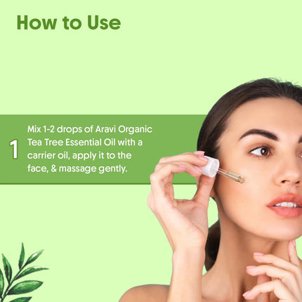 Aravi Organic Tea Tree Essential Oil For Skin, Hair, Face, Acne Care, Dandruff-15 ml