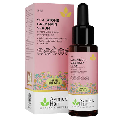 Avimee Herbal Scalptone Grey Hair Serum with Hyaluronic Acid & Caffeine For All hair types | 25 ml
