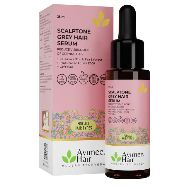 Avimee Herbal Scalptone Grey Hair Serum with Hyaluronic Acid & Caffeine For All hair types | 25 ml