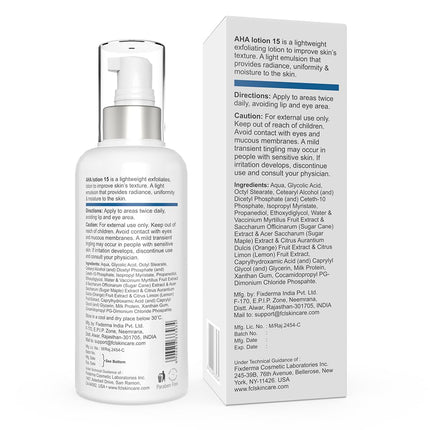 FIXDERMA COSMETIC LABORATORIES 15% Glycolic Acid Aha Lotion For Body And Face -100Ml