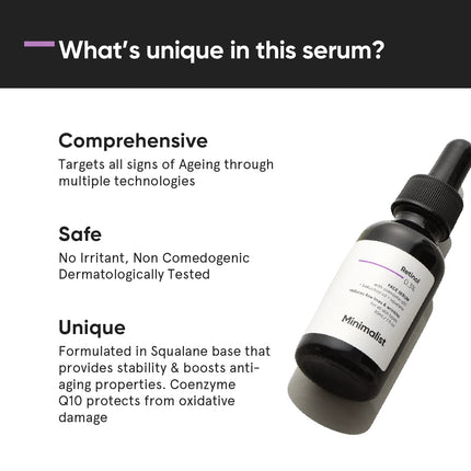 Minimalist Anti-Aging Night Serum with 0.3% Retinol & Q10 -30ml