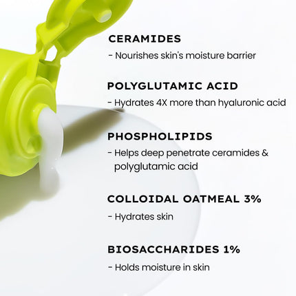 Hyphen Moisturizing Creamy Cleanser for Dry & Sensitive Skin | 2% Ceramides & Polyglutamic Acid | 100ml