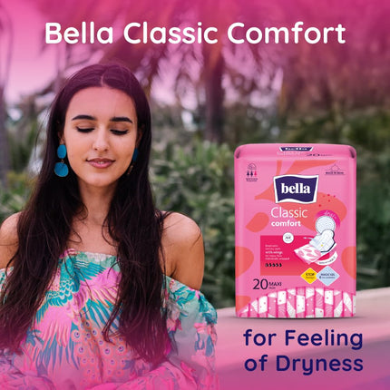 Bella Classic Comfort Maxi Drai Pads/Sanitary Napkins 28 Cm Size Xl, Pack Of 1, 20 Pcs