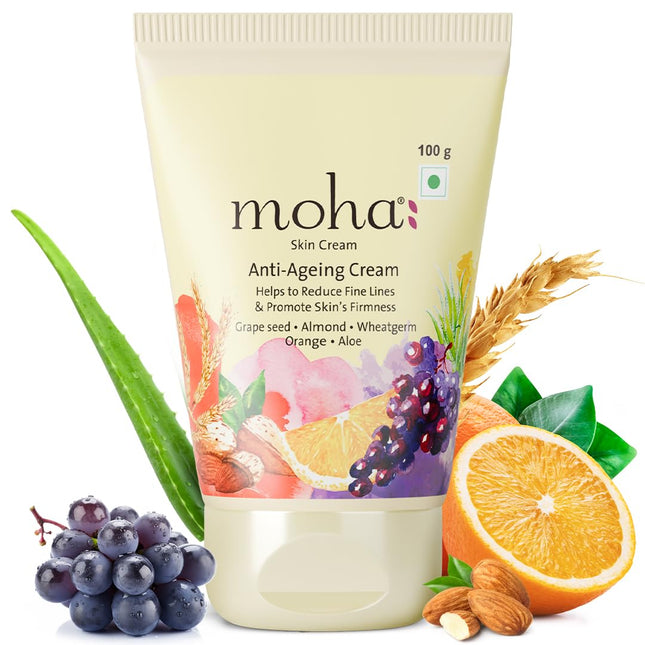 Moha Anti Ageing Cream with Grapeseed Oil, Aloe Vera & Wheat Germ-100g