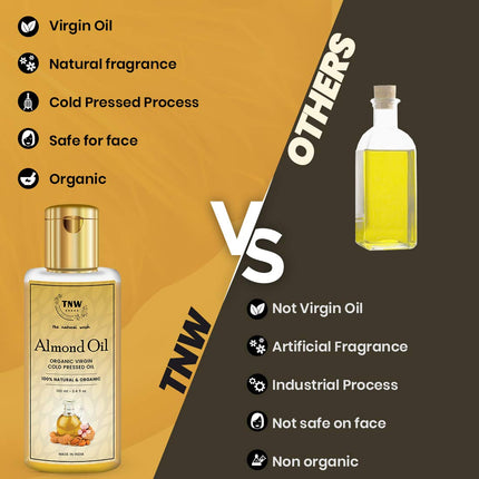 TNW-THE NATURAL WASH Pure Almond Oil 100 ml | With Vitamin E | Organic Virgin Cold-Pressed Oil