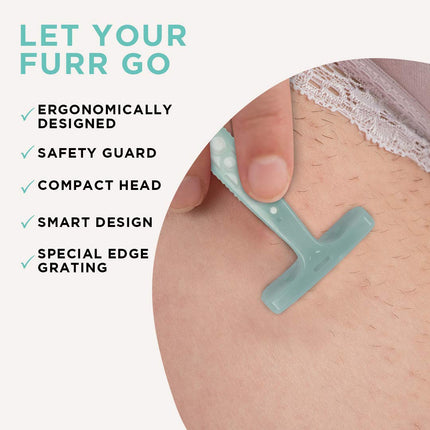 FURR Bikini Line Razor With Chromium and PTFE Coated Reusable Blade-Pack Of 1