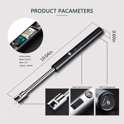 USB Plasma Rechargeable Electric Lighter for Kitchen, Pooja Room, Candles, BBQ, Cigars, Multi Purpose - 360 Degree Flexible & Windproof (Multicolor) (Metallic Blue)