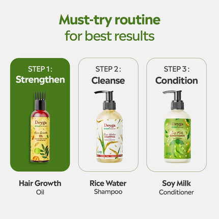 Deyga Hair Care Combo - ( Hair Growth Oil + Rice water Shampoo + Soy milk conditioner)