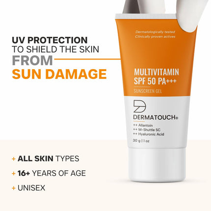 DERMATOUCH Multivitamin Spf 50 Pa+++ Sunscreen Gel For All Skin Types | 30g