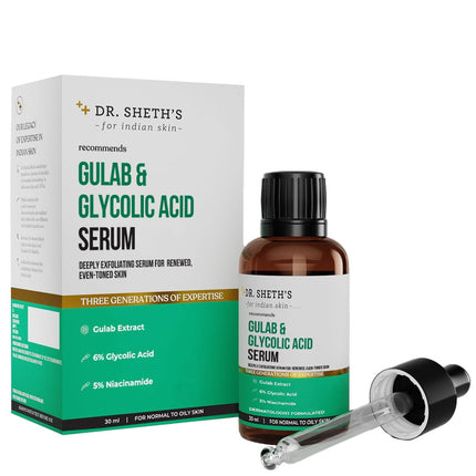 Dr. Sheth's Gulab & 6% Glycolic Acid & 5% Niacinamide Face Serum-30ml