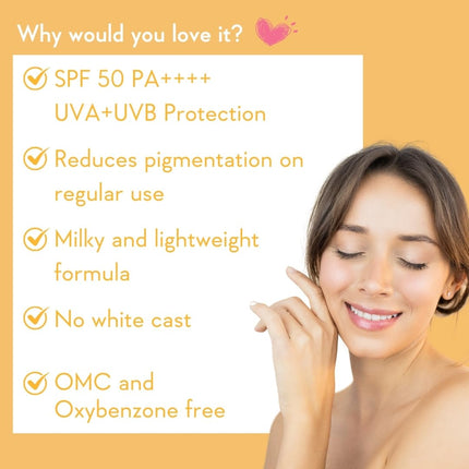 WishCare Vitamin C Pure Glow Milk Sunscreen with SPF 50 PA++++ 50g