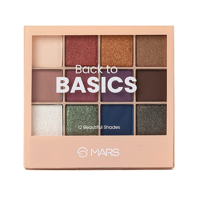MARS 12 Shades Back to Basics Eyeshadow Palette with Free Applicator -14.4gm