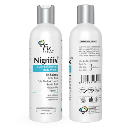Fixderma Nigrifix Exfoliating Body Wash with 5% Actives (Lactic Acid, Glycolic Acid, Niacinamide Acid & Vitamin E)-200ml
