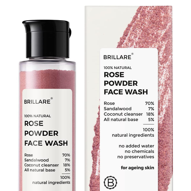 Brillare Rose Powder Sandalwood & Coconut, Anti-Ageing Face Wash