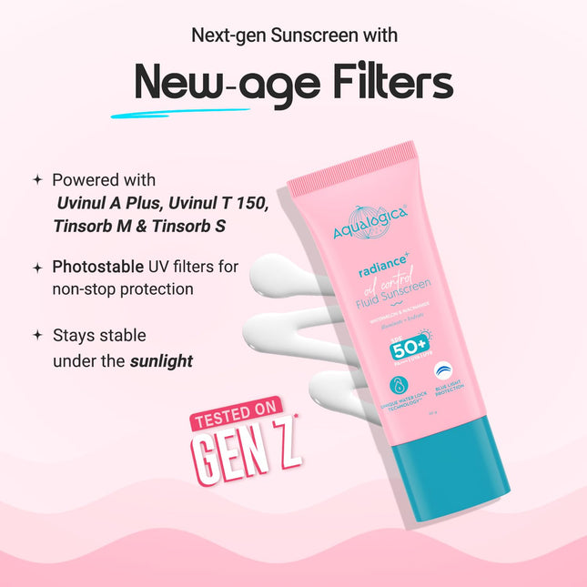 Aqualogica Radiance+ Oil Control Fluid Sunscreen for Oily Skin - 50g