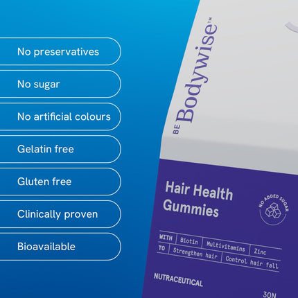 Be Bodywise Biotin Hair Gummies for Stronger, Shinier Hair & Nails | With Biotin, Zinc, Folic Acid, Fibre & Multivitamin