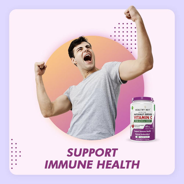 HealthyHey Nutrition 100% Natural Vitamin C from Cherry | 60 Capsule