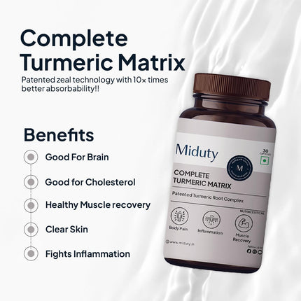 Miduty Palak Notes Turmeric Matrix Pure - 30 Veg Capsules