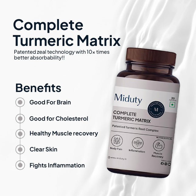 Miduty Palak Notes Turmeric Matrix Pure - 30 Veg Capsules