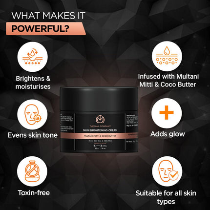 The Man Company Skin Cream with Multani Mitti, Coco Butter, Hyaluronic Acid  - 50gm