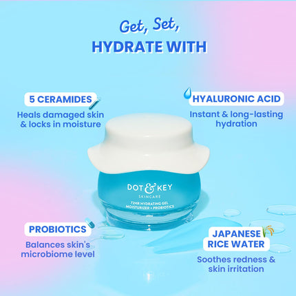 DOT & KEY 72Hr Hydrating Gel + Probiotics Moisturizer Face 60ml