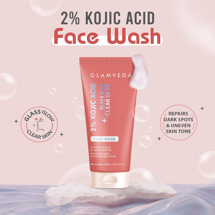 Glamveda 2% Kojic Acid Face Wash 150ml | With Niacinamide & Alpha Arbutin | Facewash-150ml