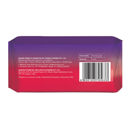 Sirona Max Sanitary Pads for Women | XL Plus (Pack of 30 Pads)