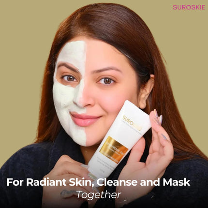 Suroskie GlowEase 2-in-1 Cleanser & Mask 100 ml | Aloe Vera & Kaolin Clay