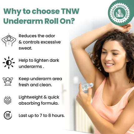 TNW-THE NATURAL WASH Underarm Roll-On Deodorant  With Cucumber, Aloe Vera, Coconut Oil & Hyaluronic Acid- 50ml
