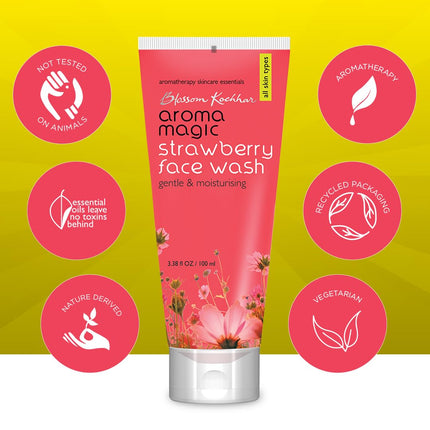 Aroma Magic Moisturizing Strawberry Face Wash with Aloe Vera Extract & Ylang Ylang Essential Oil -100ml
