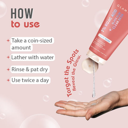 Glamveda 2% Kojic Acid Face Wash 150ml | With Niacinamide & Alpha Arbutin | Facewash-150ml